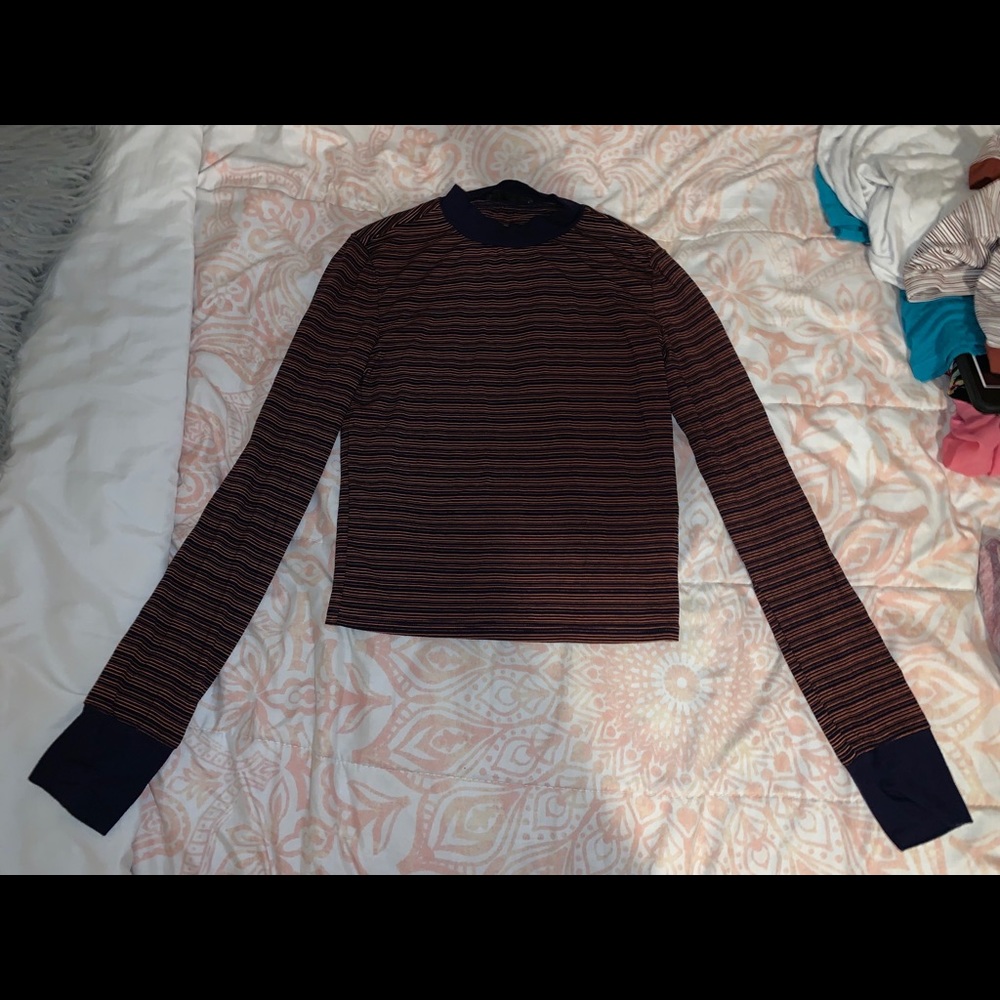 Red and Dark blue striped long sleeve